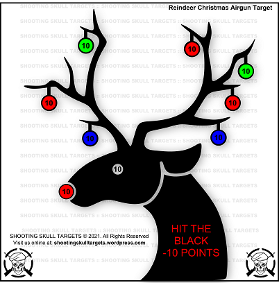 Christmas Themed Reindeer Airgun Target Designed By Shooting Skull Targets - The Home To Free Printable Airgun Targets