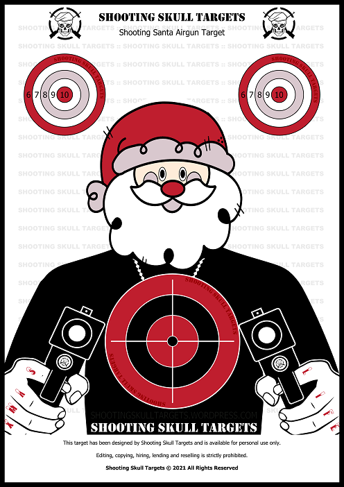 Shooting Santa Airgun Target - Designed for Airsoft, BB Guns, Air Pistols and Air Rifles in Sizes 14cm, 17cm and A4 Target Sizes.